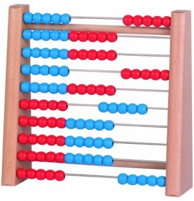 Compact Wooden Counting Abacus - 100 Beads Red & Blue - Montessori Educational Toy