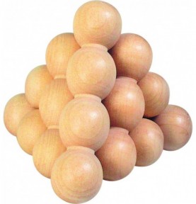 Wooden Sphere Pyramid Brain Teaser in Travel Pouch - Montessori Educational Toy