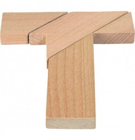 Wooden Classic T-Puzzle Brain Teaser in Travel Pouch - Montessori Educational Toy