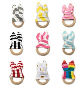 Montessori teething ring - Bunny Ears - Wooden Educational Toy
