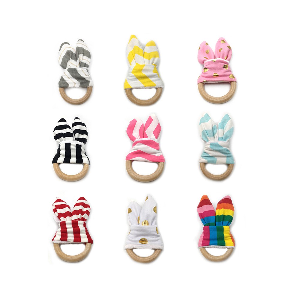 Montessori teething ring - Bunny Ears - Wooden Educational Toy