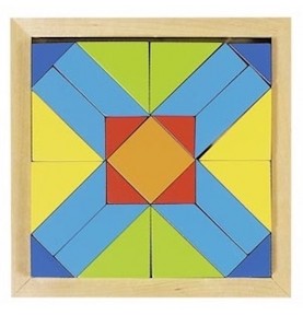 Wooden Geometric Inset Jigsaw Puzzle Tray - Sensory learning and motor skills details