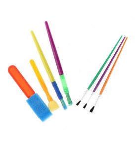 Children's Paintbrush & Sponge Art Set - 10 Pieces - Montessori Wooden Educational Toy