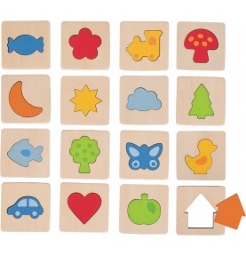 Wooden Tactile Shape Memory & Matching Game with Bag - Montessori Educational Toy