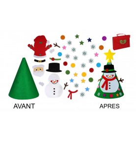 Montessori Felt Christmas Tree with Ornaments - Close-up details of natural materials