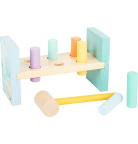 Wooden Pounding Bench - Pastel Hammer Peg Toy - Montessori Educational Toy