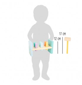 Wooden Pounding Bench - Pastel Hammer Peg Toy - Product in use view 6