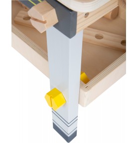 Compact Wooden Tool Workbench - Grey & Yellow - Sensory learning and motor skills details