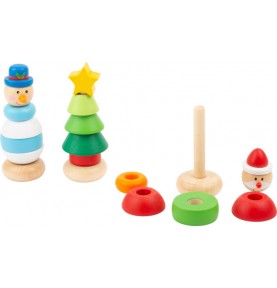 Festive Wooden Animal Stacking Ring Toy - Detailed view - Montessori toy