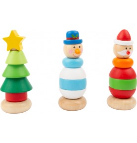 Festive Wooden Animal Stacking Ring Toy - Montessori Educational Toy