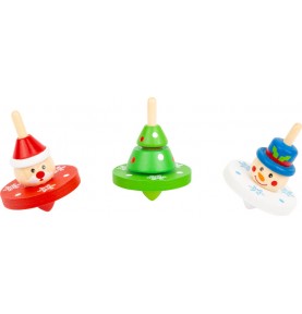 Wooden Christmas Spinning Tops Set - Montessori Educational Toy