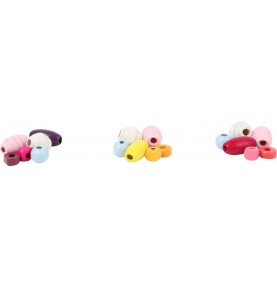 Assorted Wooden Threading Beads with Storage Bag - Close-up details of natural materials