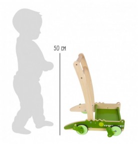 Wooden Crocodile Push Walker with Snapping Jaws - Close-up details of natural materials