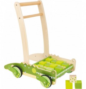 Wooden Crocodile Push Walker with Snapping Jaws - Montessori Educational Toy