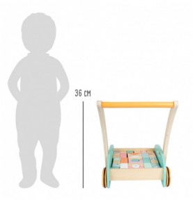 Pastel Wooden Baby Push Walker with 34 Blocks - Product in use view 9