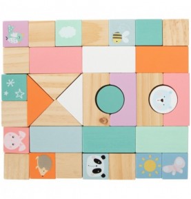 Pastel Wooden Baby Push Walker with 34 Blocks - Product in use view 7