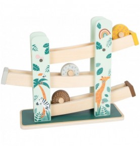 Safari Wooden Rolling Wheel Cascade Ramp Racer - Wooden Montessori Toy