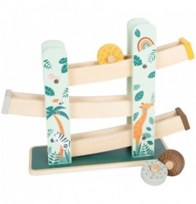 Safari Wooden Rolling Wheel Cascade Ramp Racer - Full Set Overview