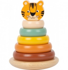 Wooden Safari Tiger Stacking Ring Tower - Montessori Educational Toy