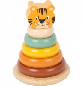 Wooden Safari Tiger Stacking Ring Tower - Overview of Montessori learning set