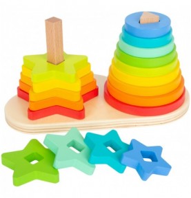 Double Rainbow Wooden Stacking & Sorting Puzzle - Montessori Educational Toy
