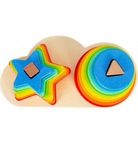Double Rainbow Wooden Stacking & Sorting Puzzle - Overview of Montessori learning set