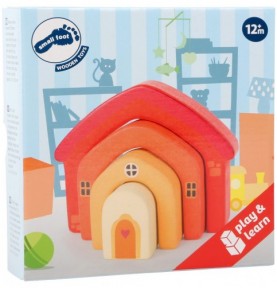Nesting Wooden Orange Cottage Stacking Set - Sensory learning and motor skills details