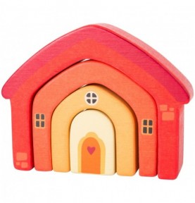 Nesting Wooden Orange Cottage Stacking Set - Overview of Montessori learning set