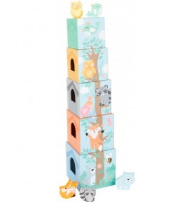 Pastel Wooden Animal Stacking Houses & Figures - Montessori Educational Toy