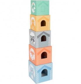 Pastel Wooden Animal Stacking Houses & Figures - Product in use view 6