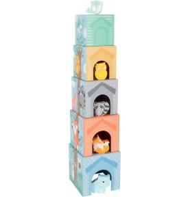 Pastel Wooden Animal Stacking Houses & Figures - Overview of Montessori learning set