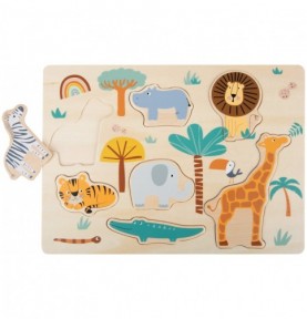 Wooden Safari Animals Inset Chunky Puzzle - Overview of Montessori learning set