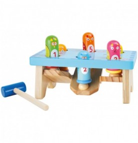 Wooden Peek-a-Boo Bird Pounding Bench Toy - Overview of Montessori learning set