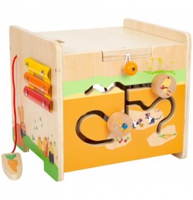 Rabbit Wooden Activity Cube & Stool - Overview of Montessori learning set