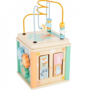 Pastel Wooden Activity Cube - Close-up details of natural materials