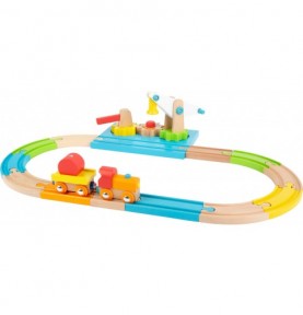 Magnetic Crane & Wooden Railway Set - Montessori Educational Toy