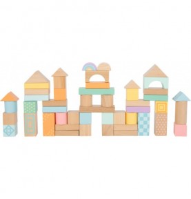 Pastel Wooden Building Blocks - 50 Pieces - Montessori Educational Toy