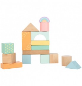 Pastel Wooden Building Blocks - 50 Pieces - Sensory learning and motor skills details