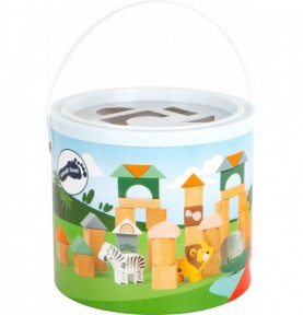 Safari Wooden Building Blocks - 50 Pieces - Sensory learning and motor skills details