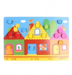 Montessori Colour Matching Cylinder Puzzle - Detailed view and wooden finish