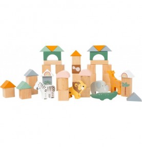 Safari Wooden Building Blocks - 50 Pieces - Montessori Educational Toy