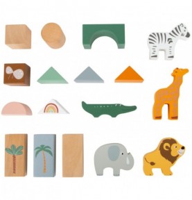 Safari Wooden Building Blocks - 50 Pieces - Overview of Montessori learning set