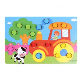 Montessori Colour Matching Cylinder Puzzle - Close-up details of natural materials