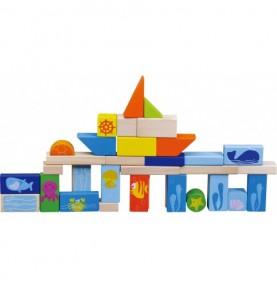 Maritime Wooden Building Blocks - 100 Pieces - Sensory learning and motor skills details
