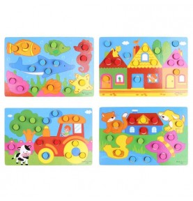 Montessori Colour Matching Cylinder Puzzle - Wooden Educational Toy