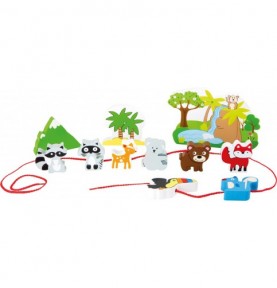 Montessori Wooden Strawberry Lacing & Threading Toy - Wooden Montessori Toy