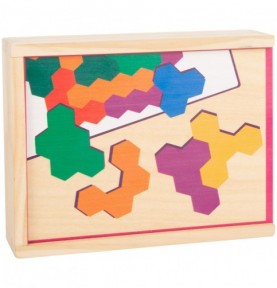 Honeycomb Wooden Hexagon Puzzle Game - Close-up details of natural materials