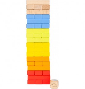 Rainbow Wooden Tumbling Tower & Balance Stacking Game - Elements & Play Details