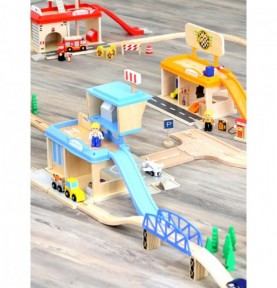 Wooden Fire Station Playset - Small World City - In-Use Lifestyle View 8
