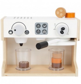 Wooden Espresso Coffee Maker Kitchen Playset - Close-up on Quality & Finish